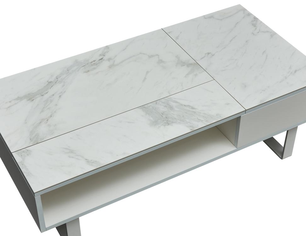 

    
1388COFFEETABLEWHITE White Marble Coffee Table w/storage 1388 ESF Modern Contemporary Made in Italy
