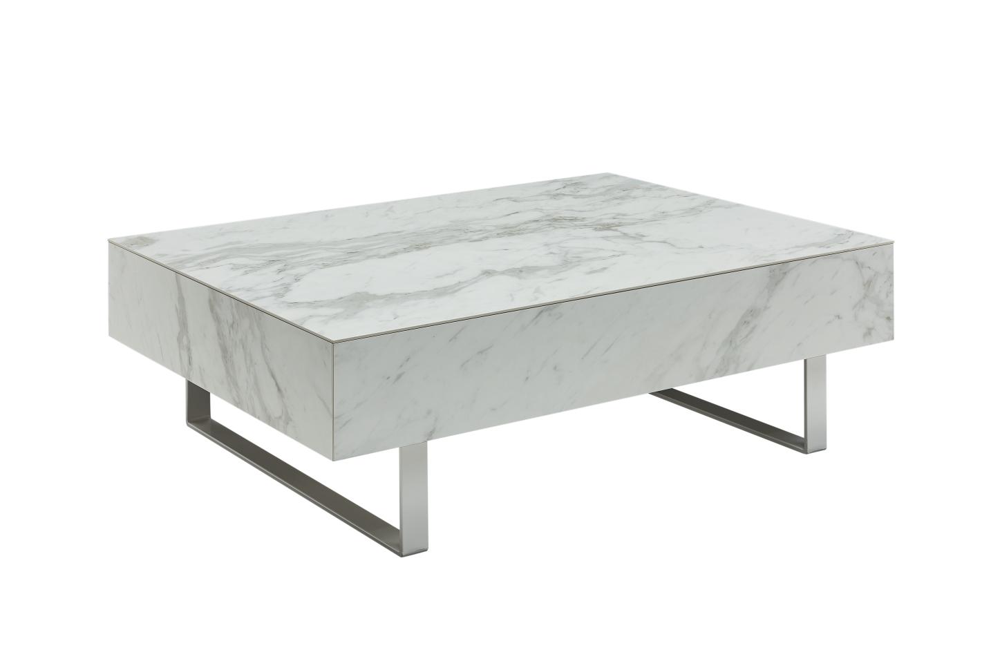

    
White Marble & Stainless Steel Coffee Table 1497 ESF Modern Made in Italy

