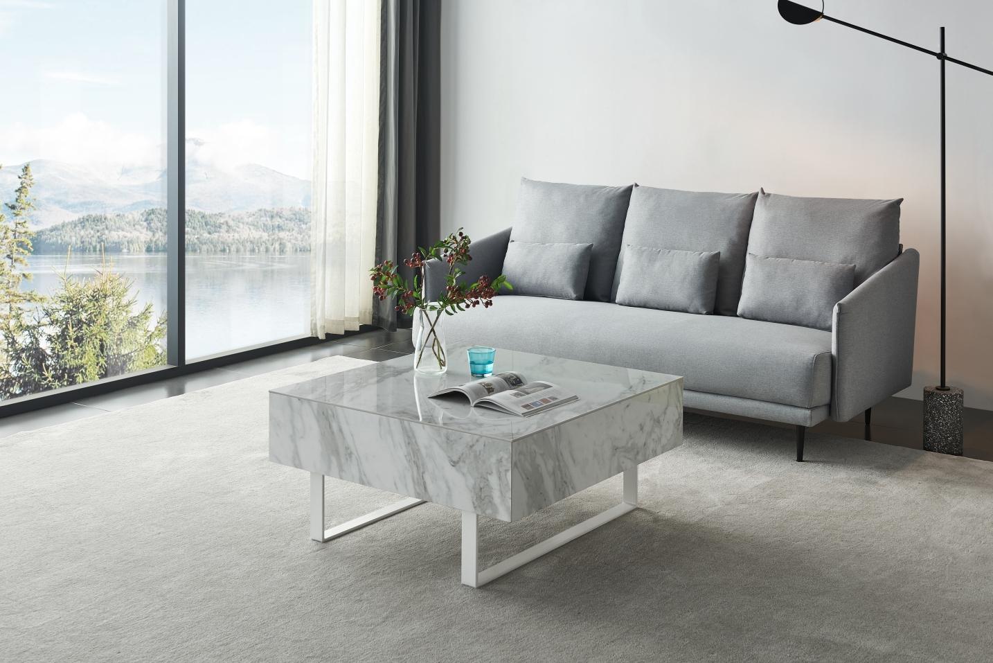 

    
White Marble & Stainless Steel Coffee Table 1498 ESF Modern Made in Italy
