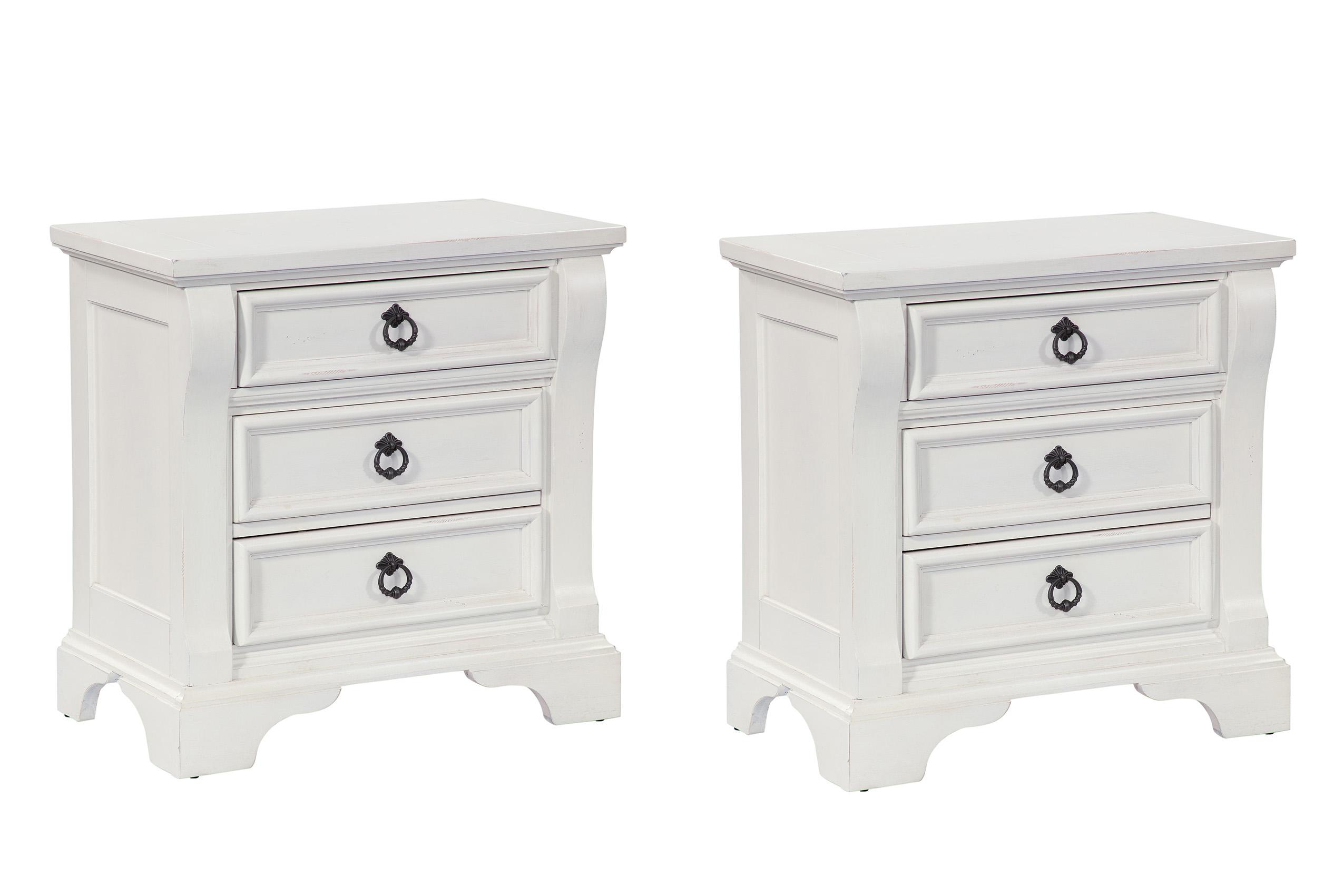 

    
White Nightstand Set 2Pcs HEIRLOOM 2910-430 American Woodcrafters Classic

