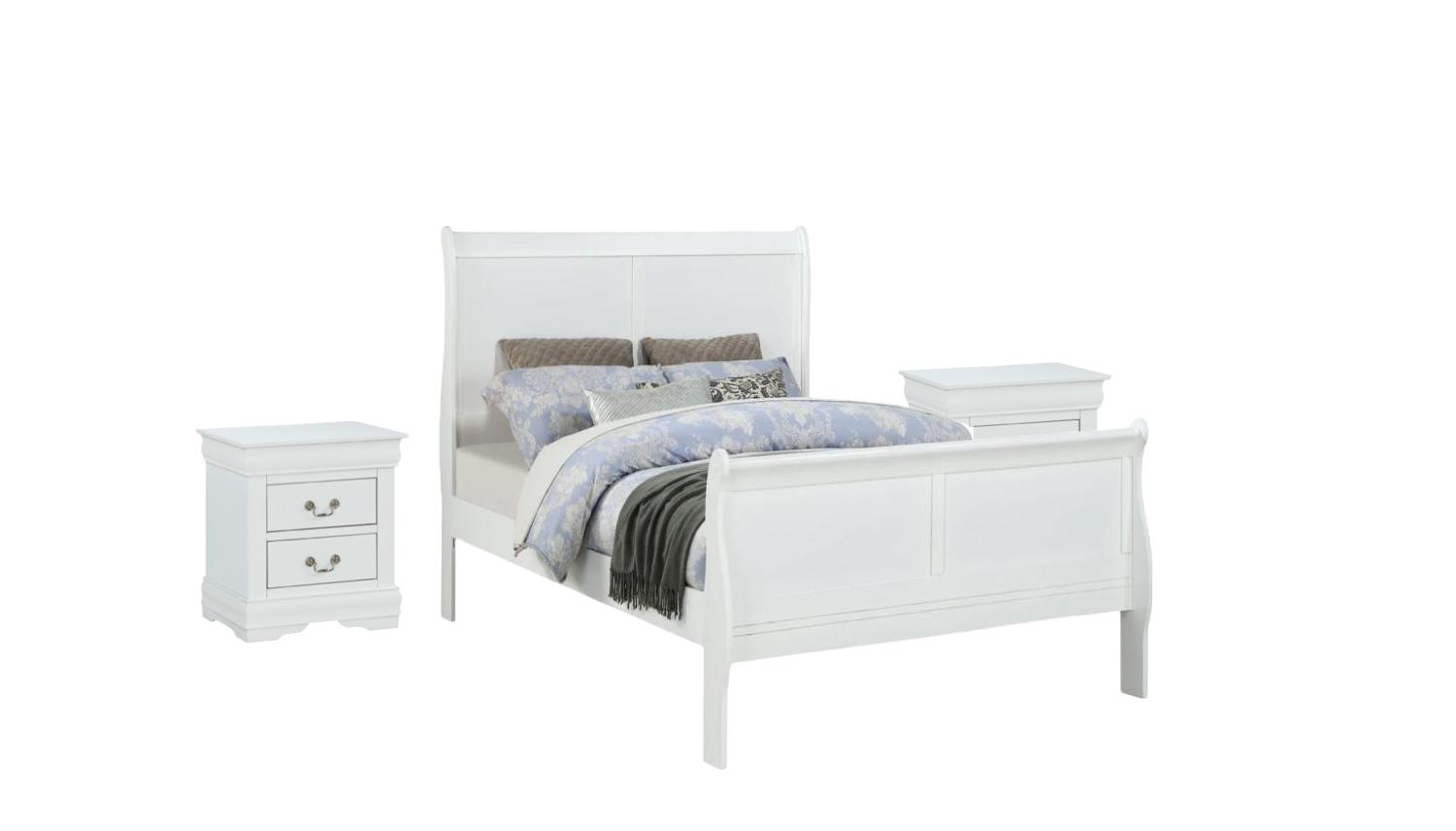 Contemporary, Simple Panel Bedroom Set Louis Philip B3650-T-Bed-3pcs in White 