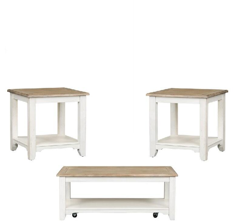 Transitional Coffee Table Set Summerville  (171-OT) Coffee Table Set 171-OT-3PCS in Cream, White 