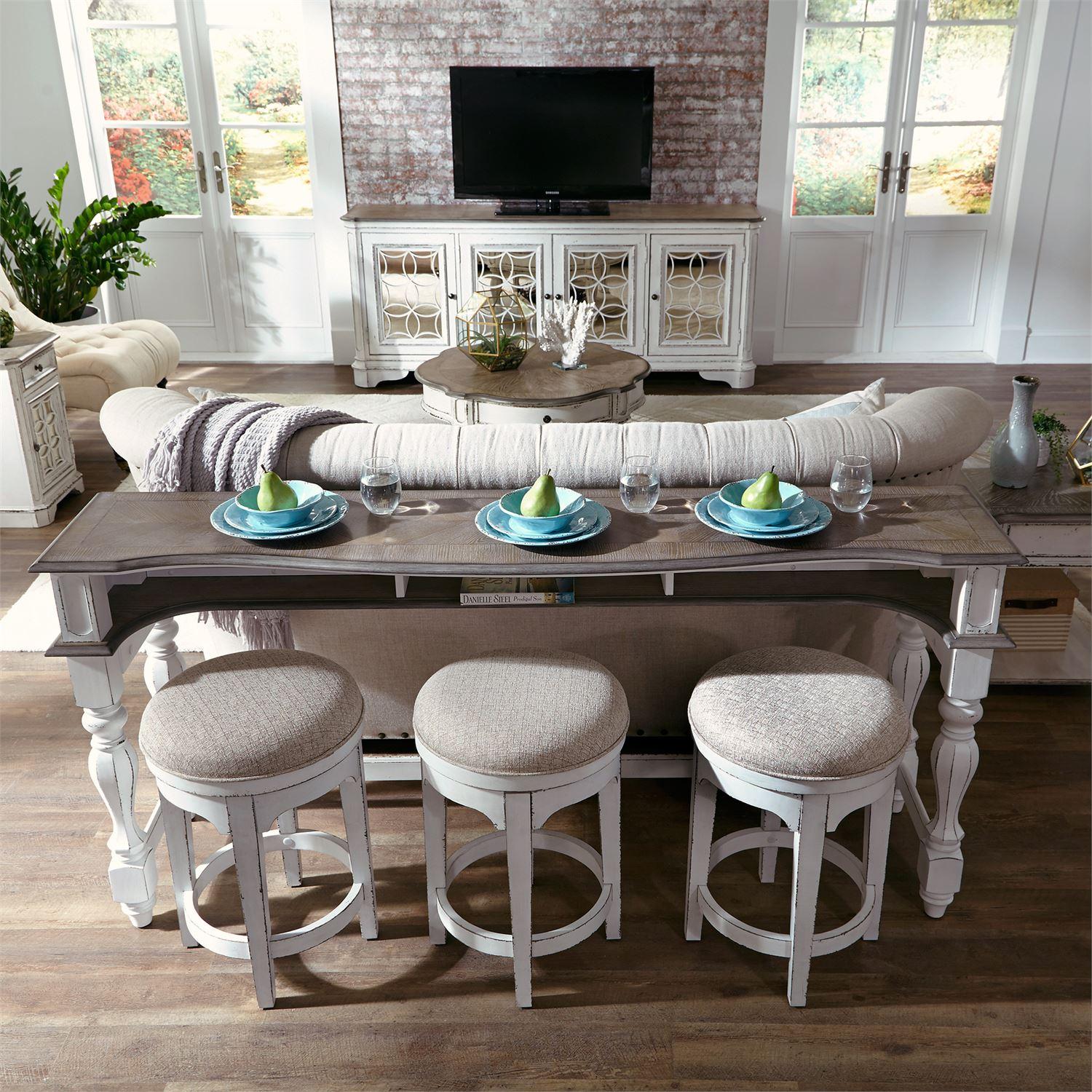 

                    
Liberty Furniture Magnolia Manor  (244-OT) Counter Table Set Bar Table Set White Chenille Purchase 

