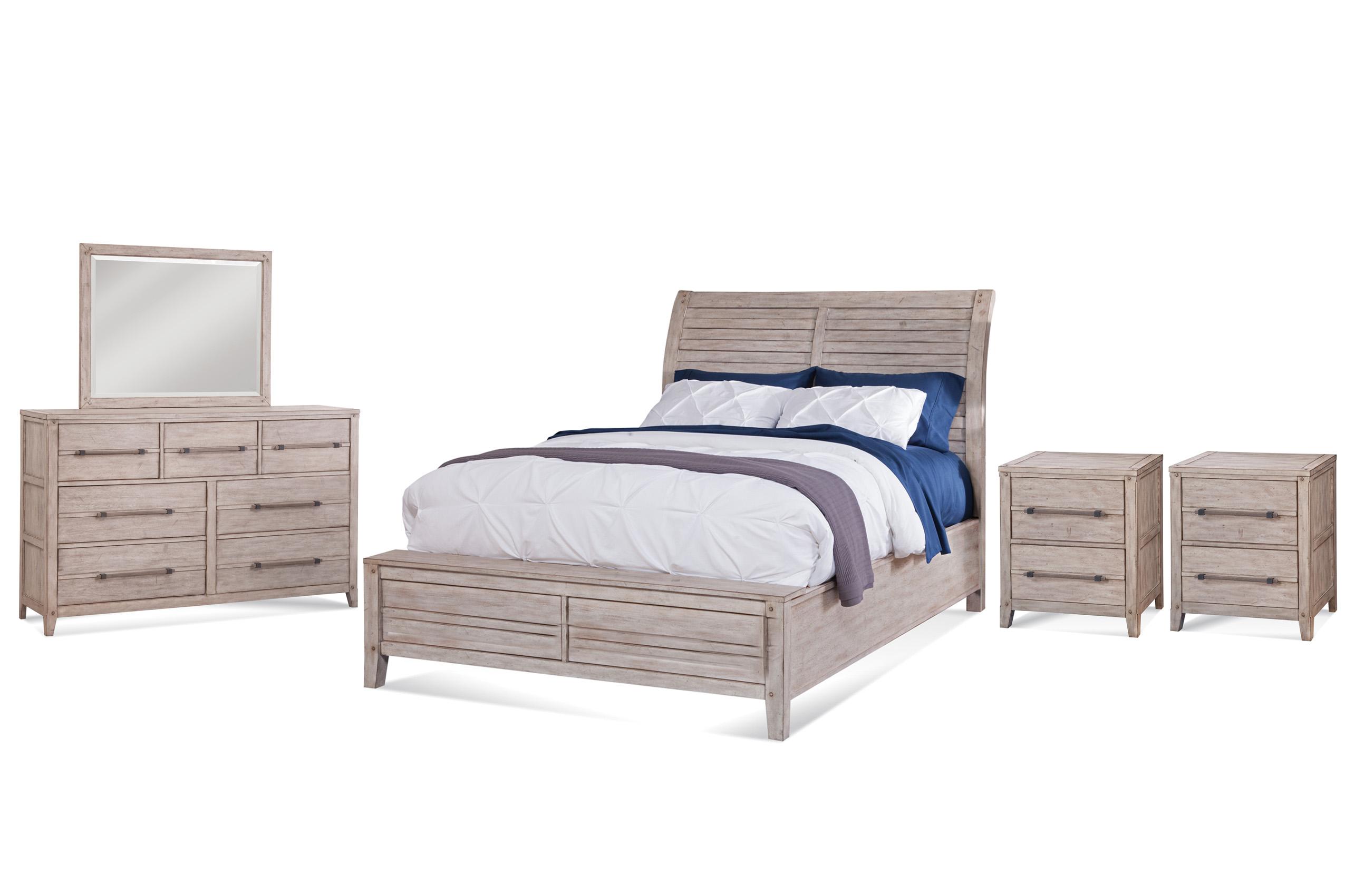 

    
Whitewash Queen Sleigh Bed Set 5Pcs AURORA 2810-50SLP 2810-420 American Woodcrafters
