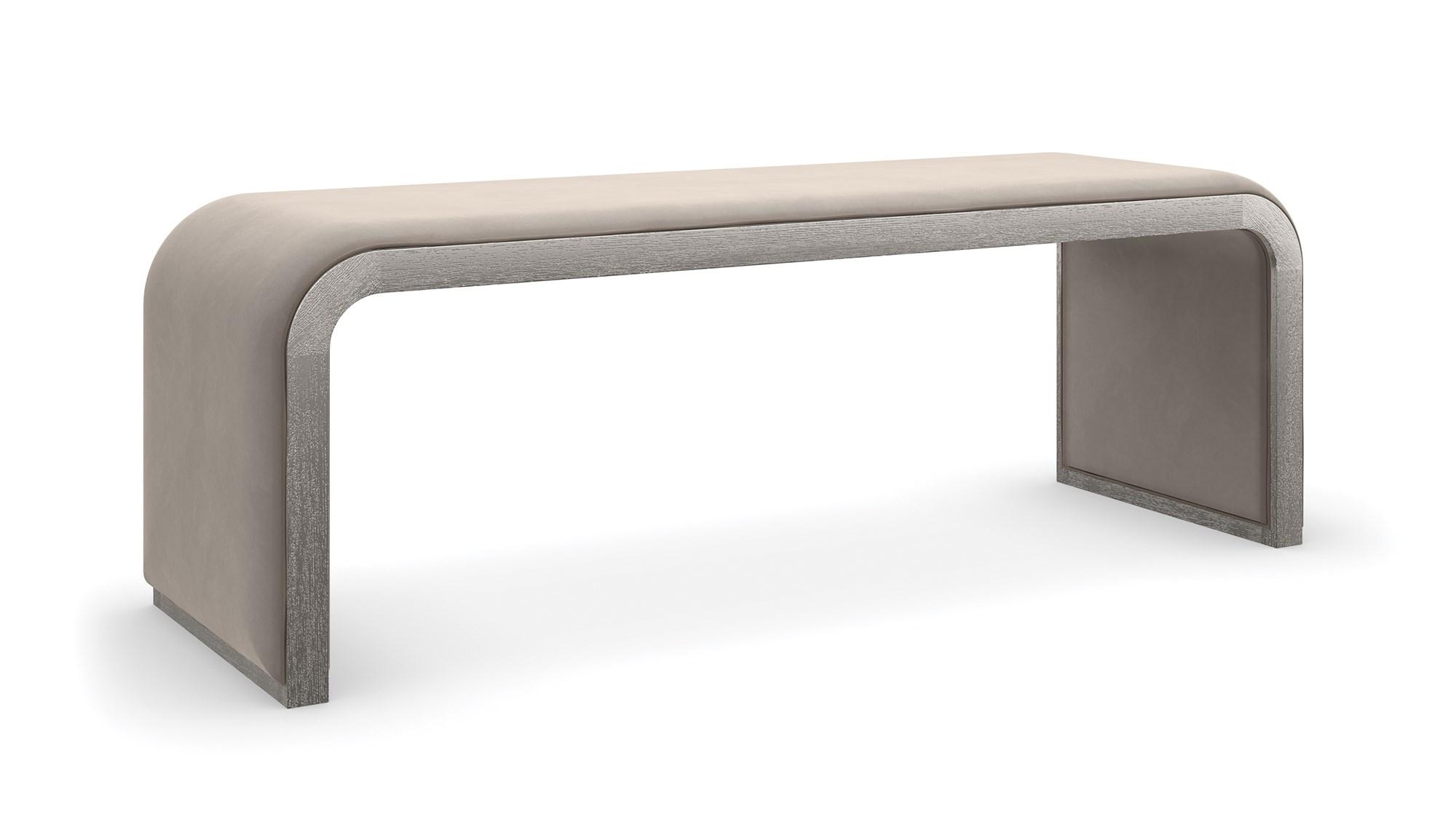 

    
Wood frame in Silver Driftwood Bench TRAVERSE by Caracole
