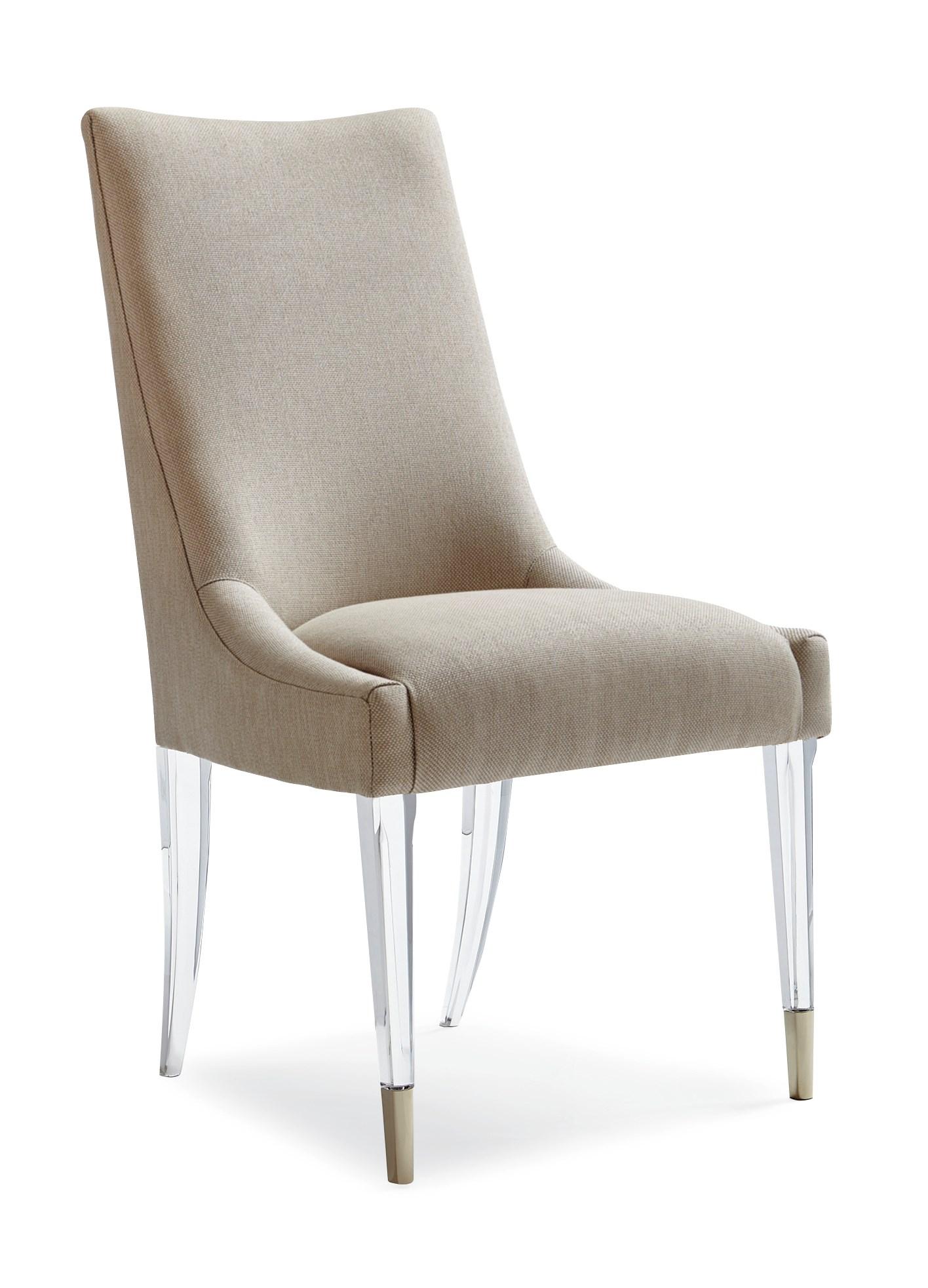 Contemporary Dining Chair Set I'M FLOATING! CLA-416-282-Set-2 in Clear, Gold, Beige Fabric