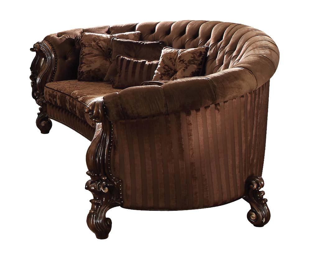 

    
Vintage Brown & Velvet Cherry Oak Oval Sofa Versailles-52080 Acme Traditional
