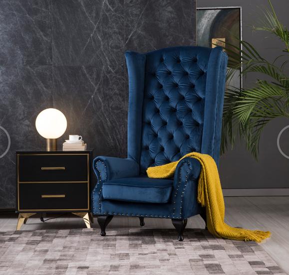 Modern Accent Chair AE506-BLU AE506-BLU in Blue Velvet