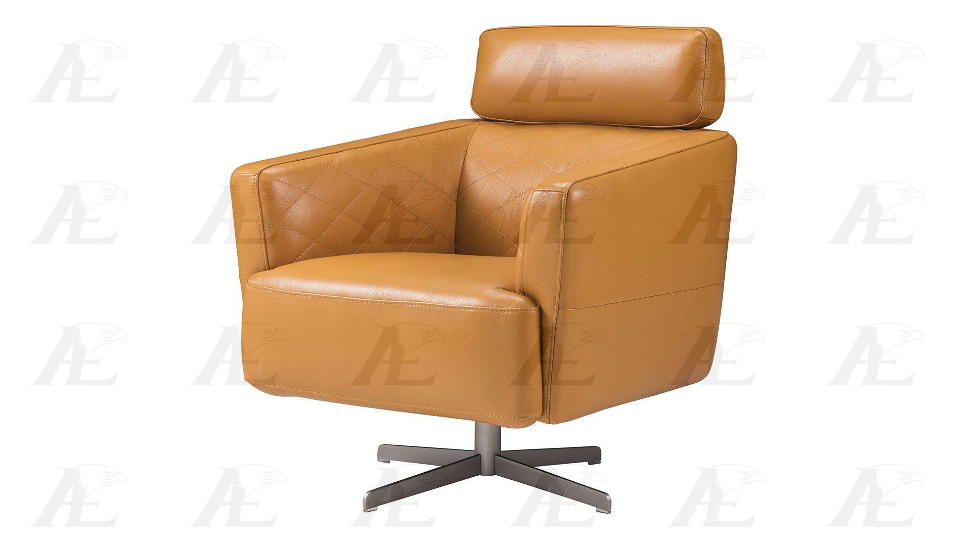 Modern Swivel Chair EK-CH07A-ORG EK-CH07A-ORG in Orange Italian Leather