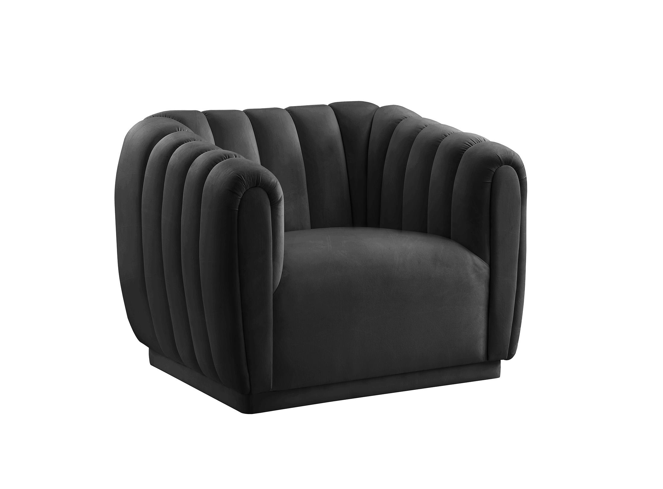 Contemporary Arm Chair DIXIE 674Black-C 674Black-C in Black Velvet