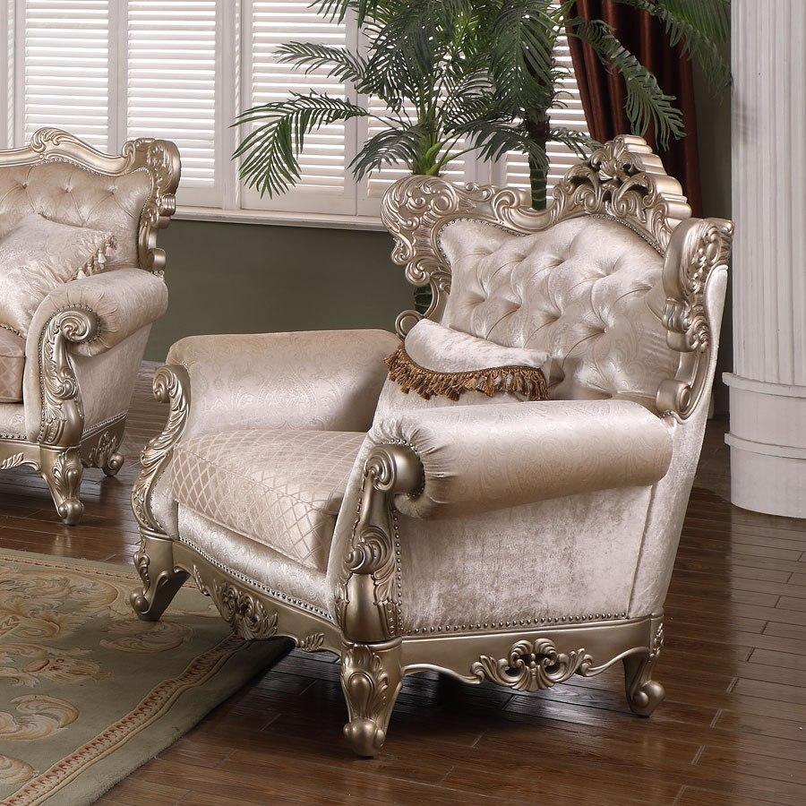Transitional Arm Chairs Emily 3037SIEMI in Beige Fabric