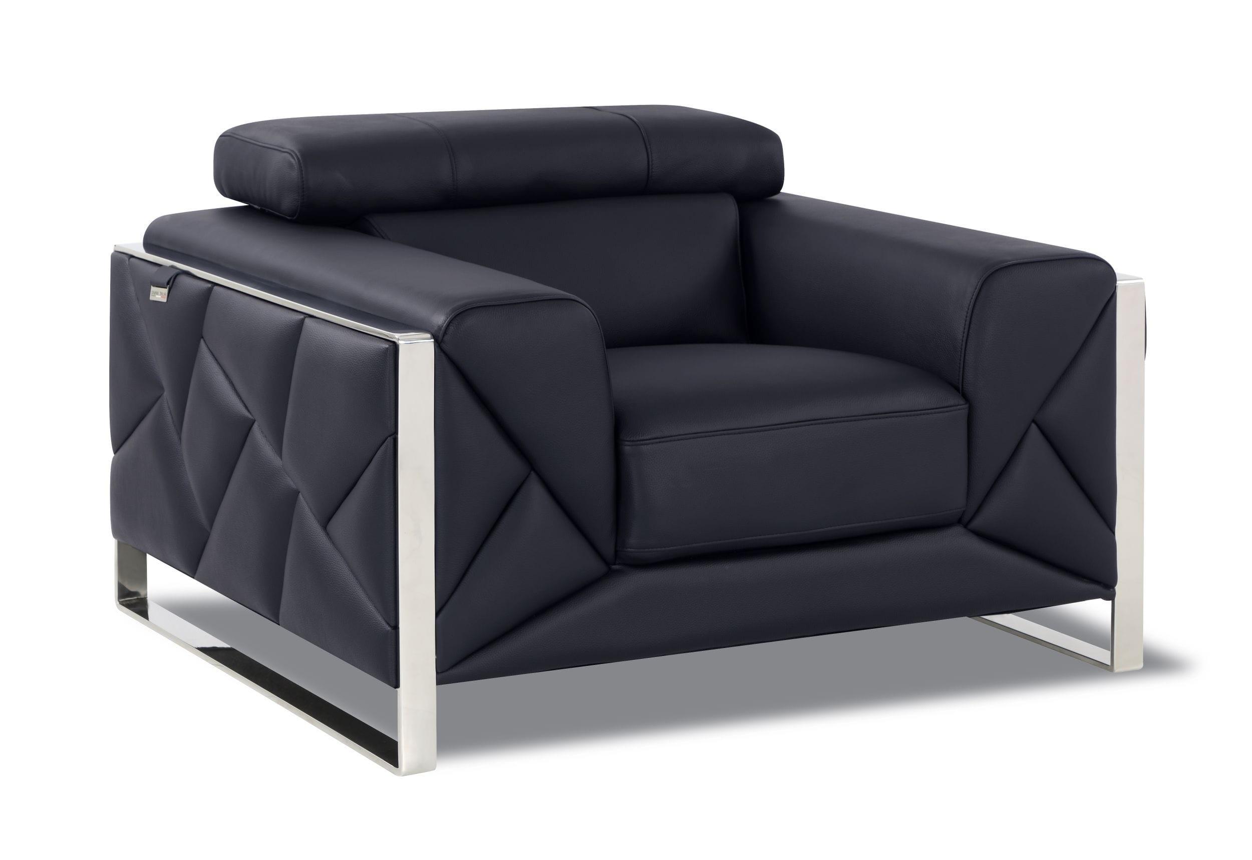 Contemporary Arm Chairs 903-BLACK-CH 903-BLACK-CH in Black Genuine Italian Leatder