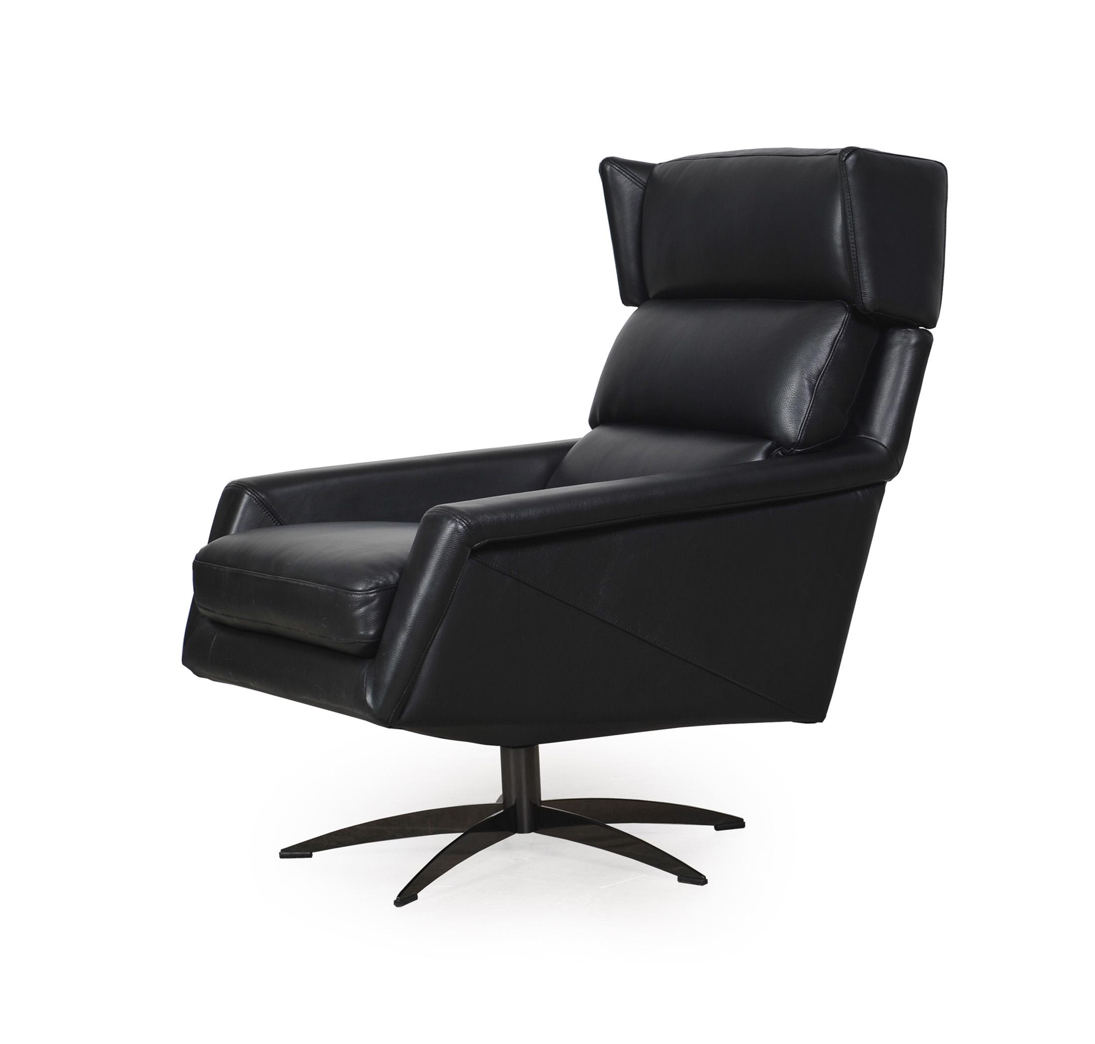 Contemporary, Modern Accent Chair 586 - Hansen 58606B1298 in Black Top grain leather