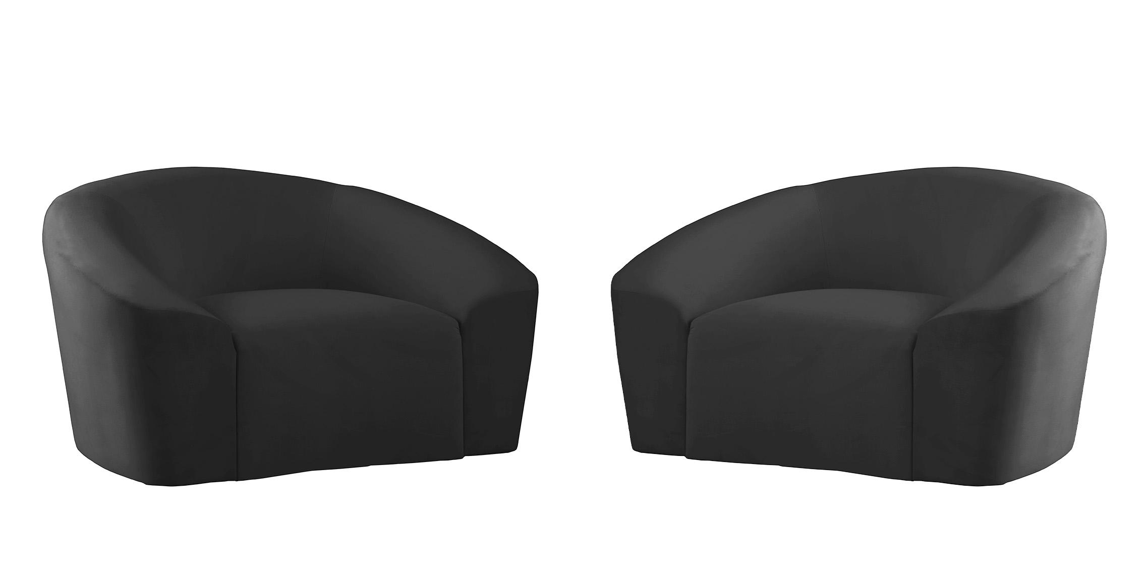 

    
Black Velvet Chair Set 2Pcs RILEY 610Black-C Meridian Contemporary Modern
