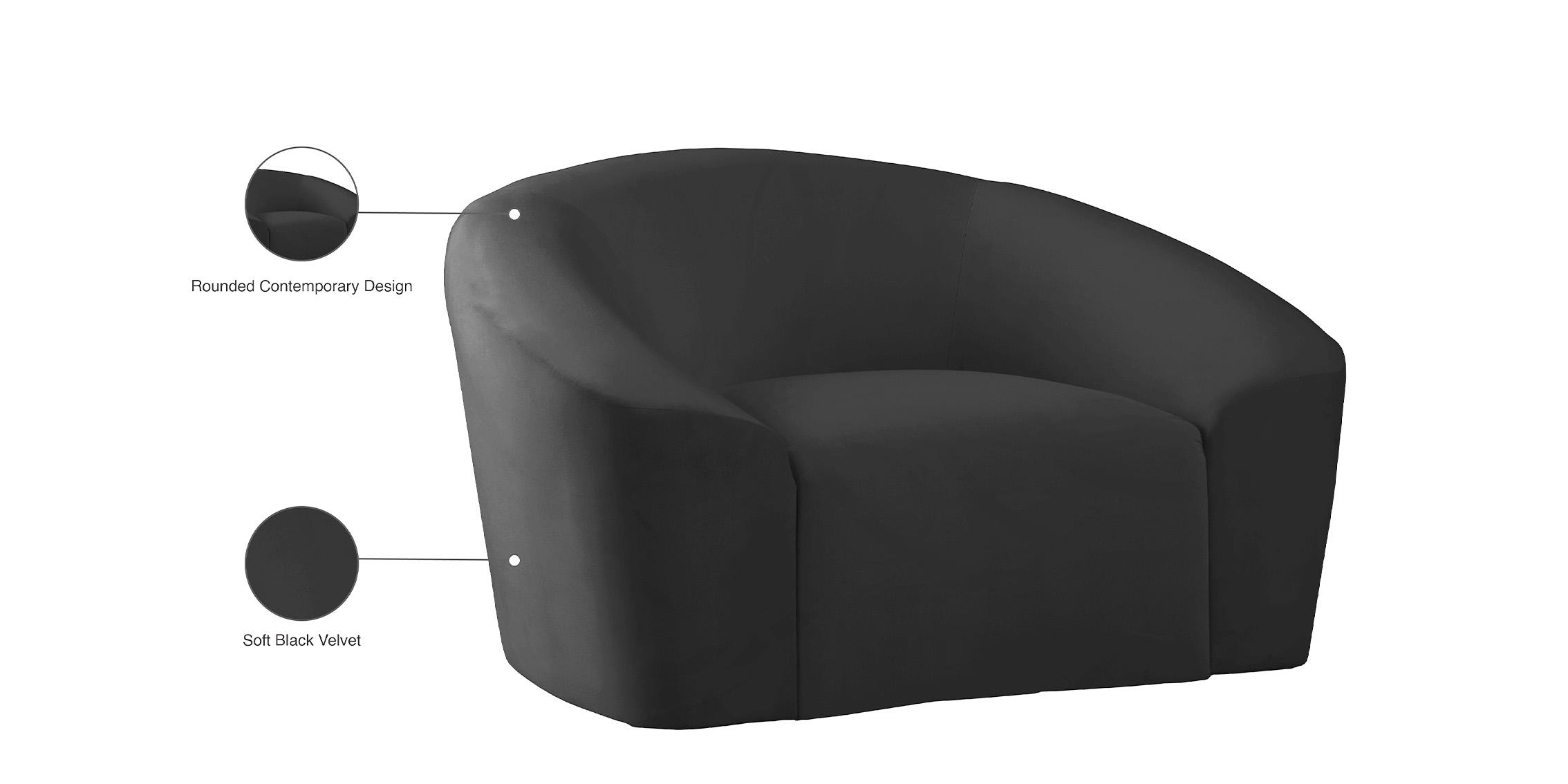 

    
 Order  Black Velvet Chair Set 2Pcs RILEY 610Black-C Meridian Contemporary Modern
