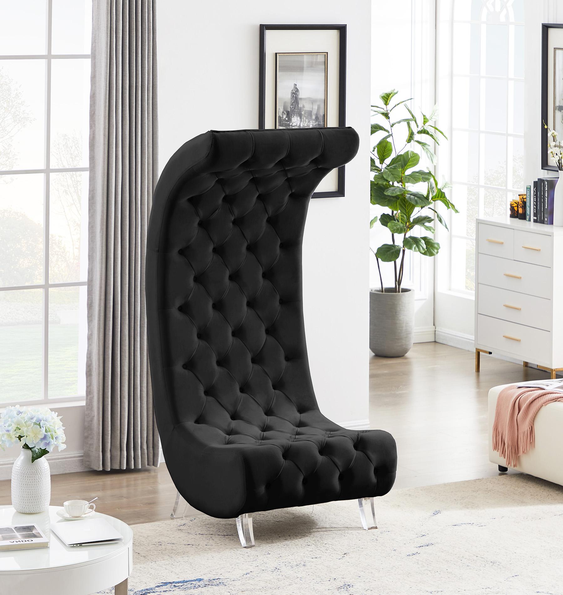 

    
Black Velvet Tufted Accent Chair CRESCENT 568Black-C Meridian Contemporary

