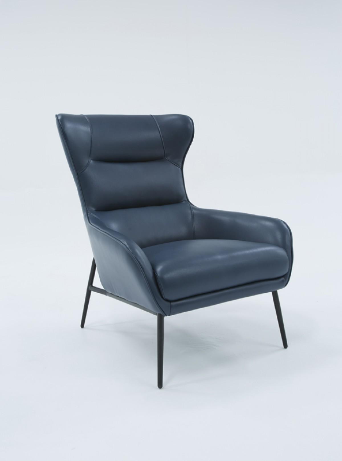 Contemporary, Modern Lounge Chair SUSAN ACCENT CHAIR BLUE 513-8 PU/METAL LEG VGBNEC-084-BLU in Blue Leatherette