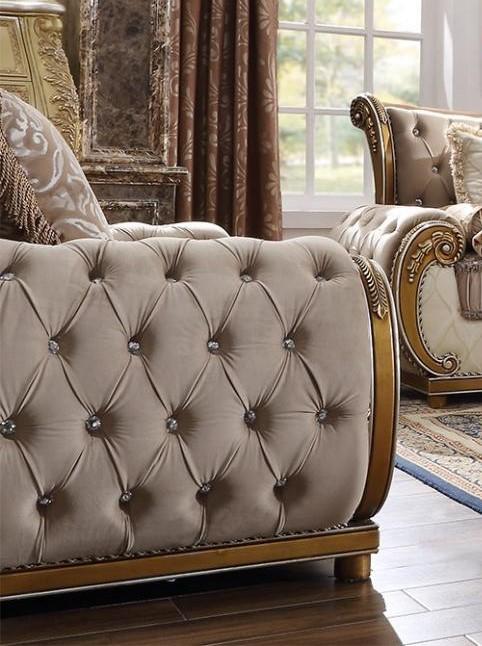 

    
Brown & Beige Tufted Armchair Carved Wood Traditional Homey Design HD-25
