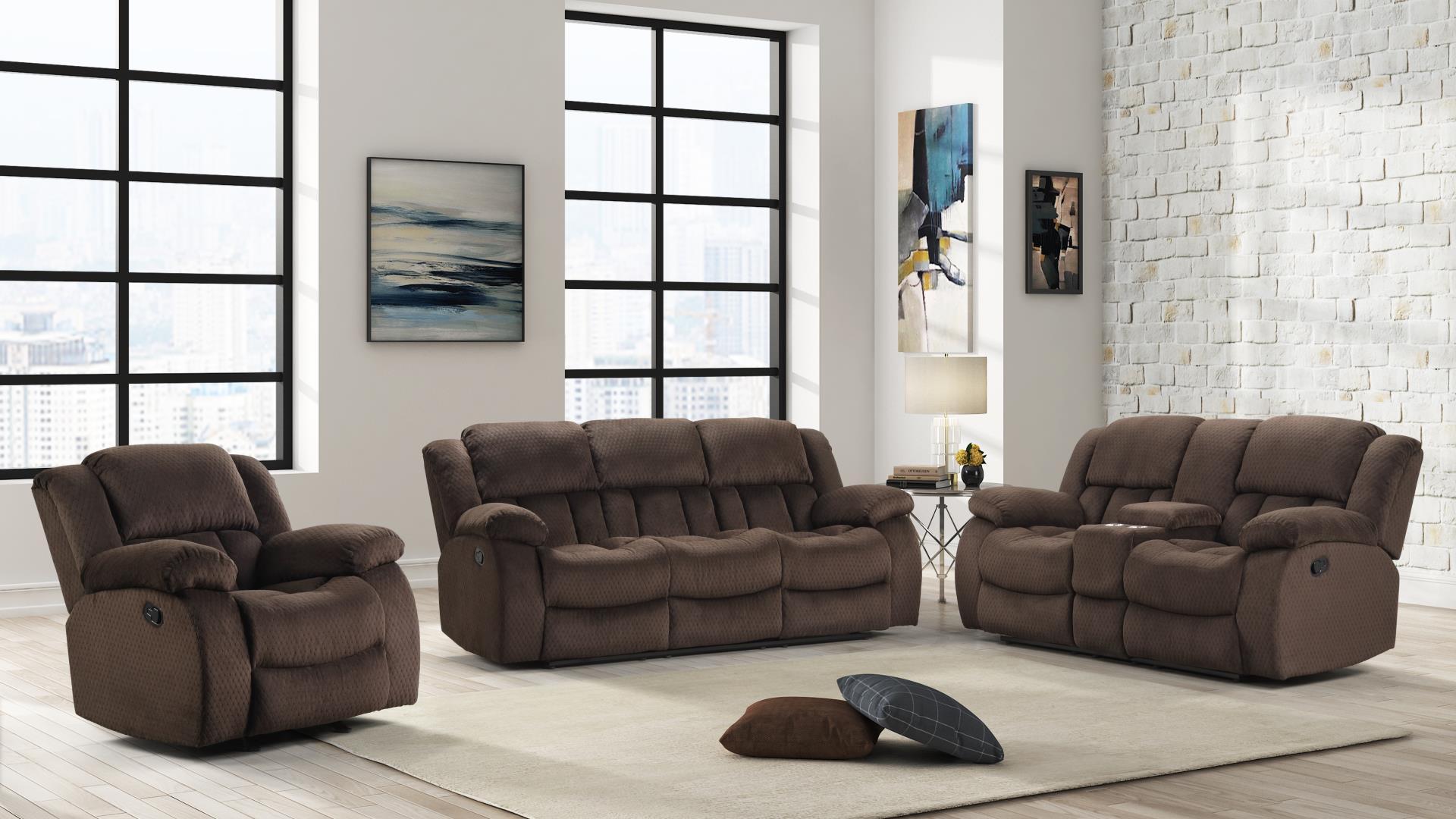 

    
 Order  Brown Chenille Manual Recliner Sofa Set 2Pcs ARMADA Galaxy Home Contemporary
