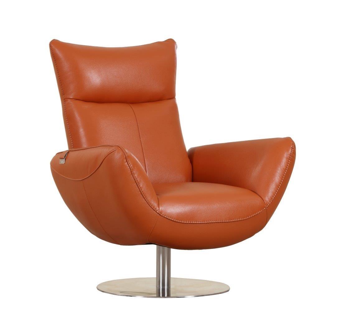 Contemporary Lounge Chair C74-ORANGE-CH C74-ORANGE-CH in Orange Italian Leather