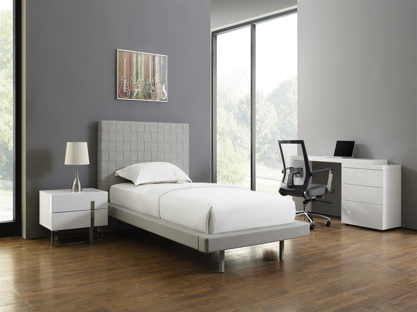 

    
Casabianca ZACK Contemporary Light Gray Eco-leather Twin Size Platform Bed
