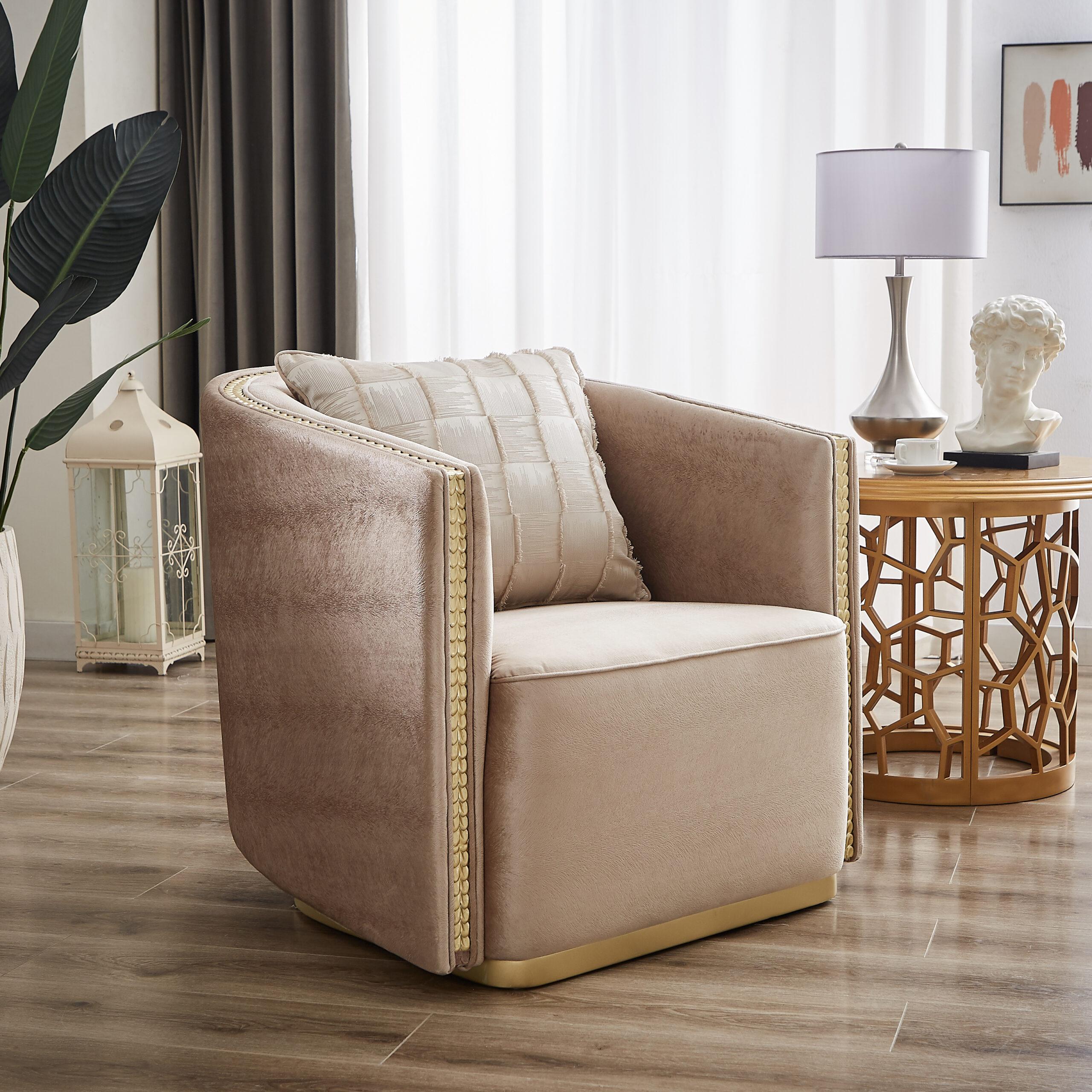 Classic, Traditional Chair HD-9040 Chair HD-C9040 HD-C9040 in Gold, Beige Fabric