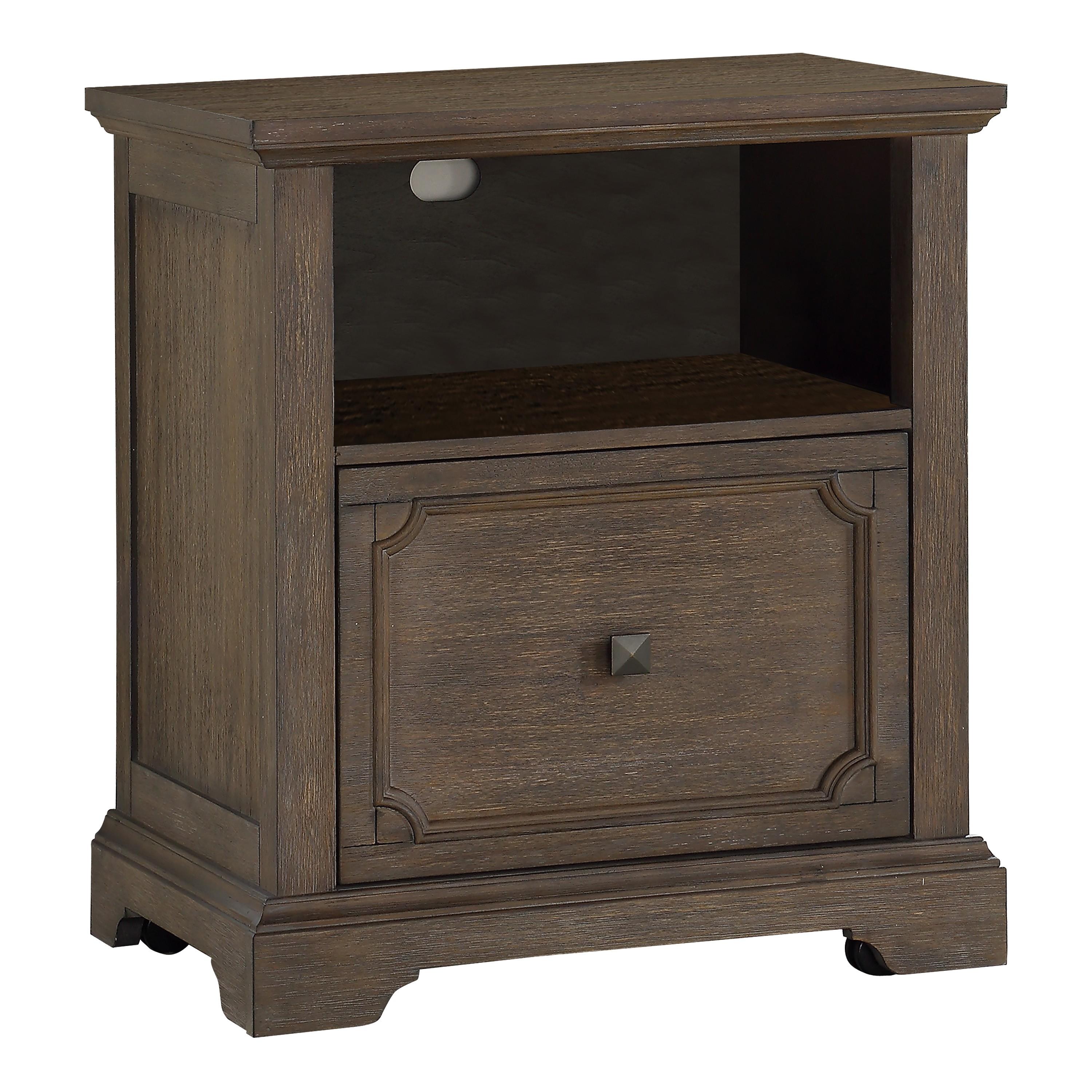 

    
Classic Distressed Dark Oak Wood File Cabinet Homelegance 5438-18 Toulon
