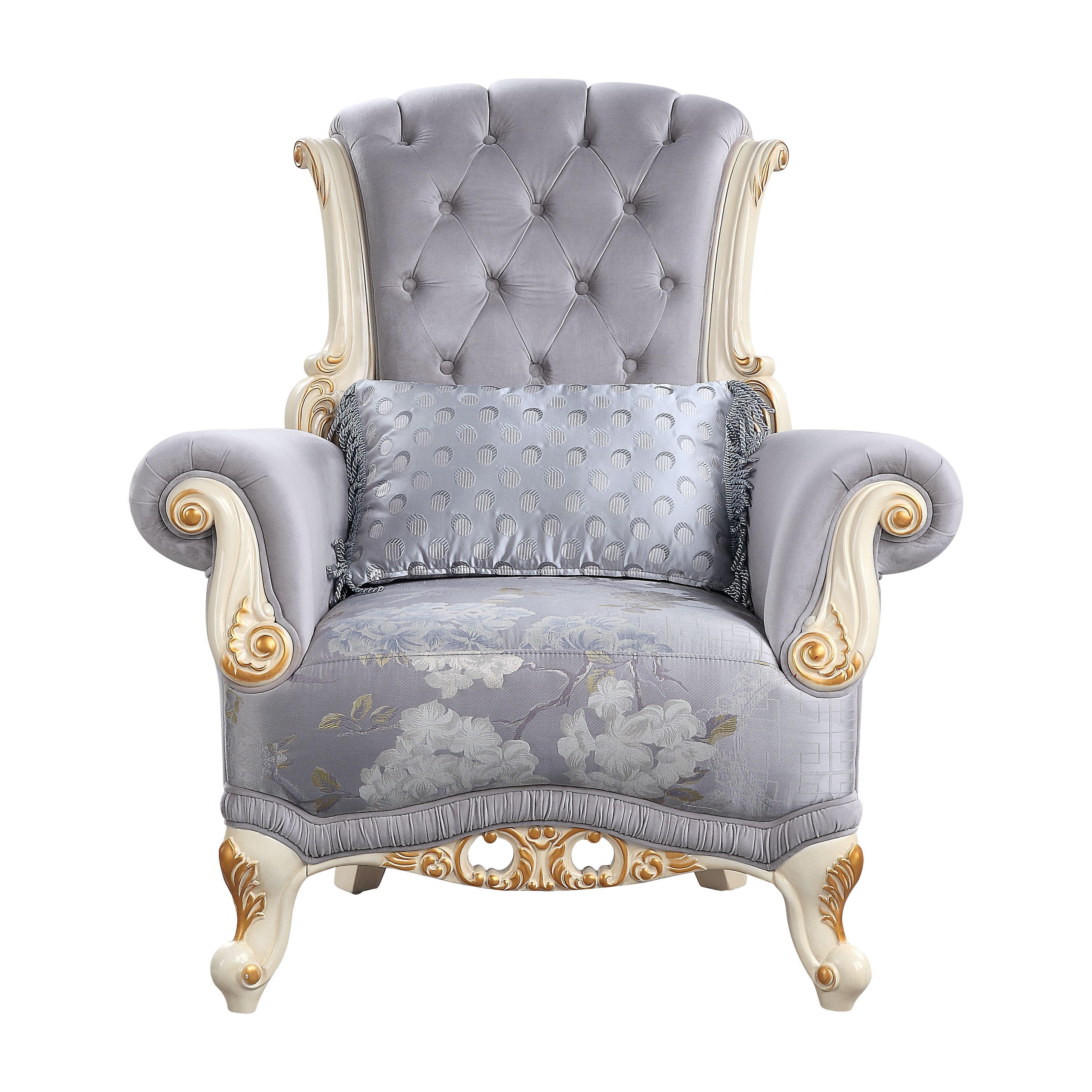 

    
Classic Gray Fabric Chair by Acme Galelvith LV00256
