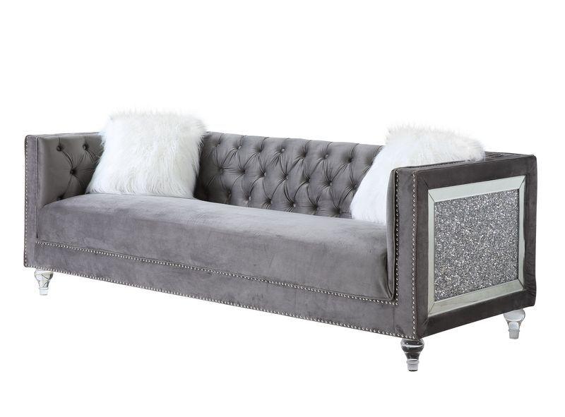 

    
Classic Gray Velvet Sofa + Loveseat + Chair by Acme Heibero II LV00330-3pcs
