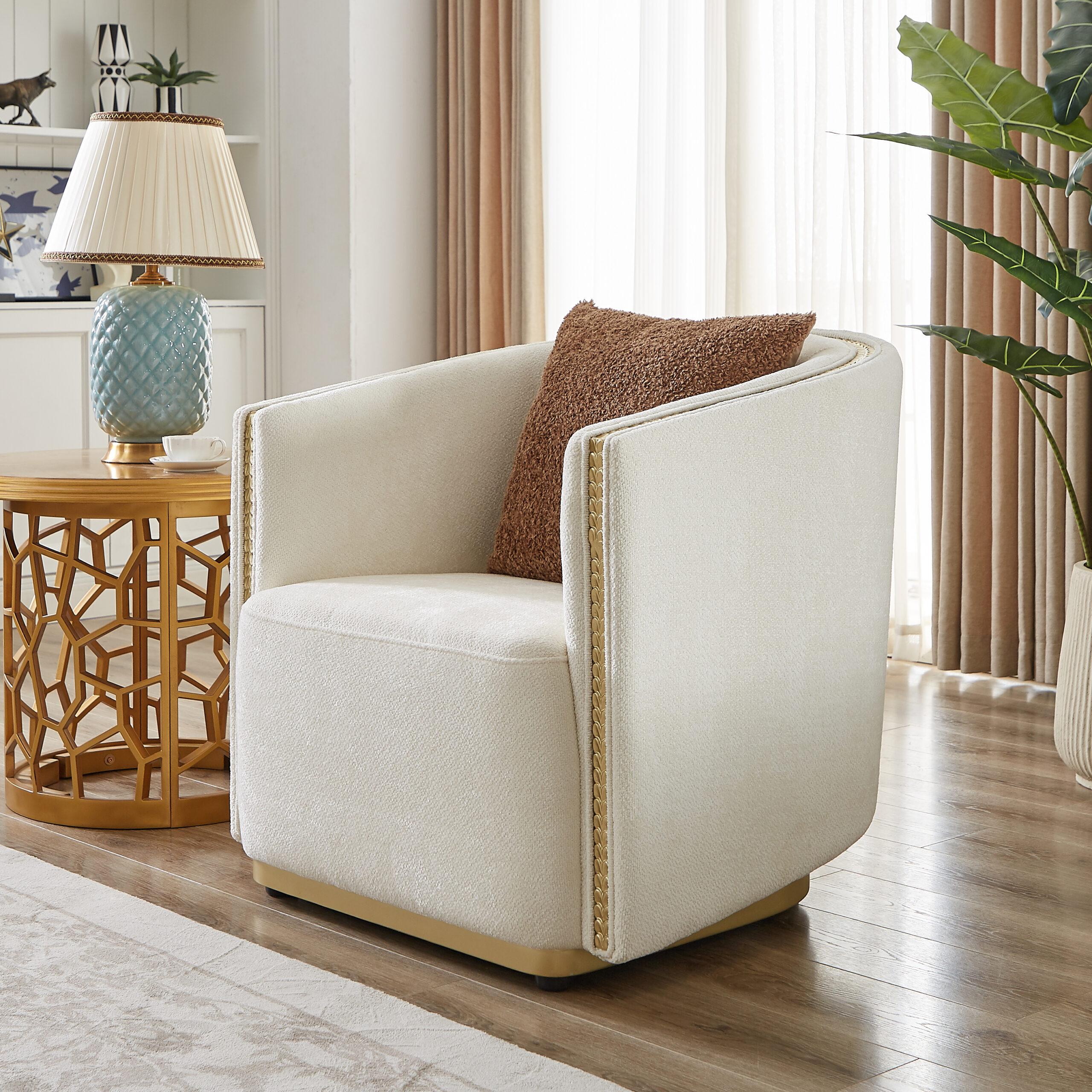 Classic, Traditional Chair HD-9039 Chair HD-C9039 HD-C9039 in White, Gold Fabric