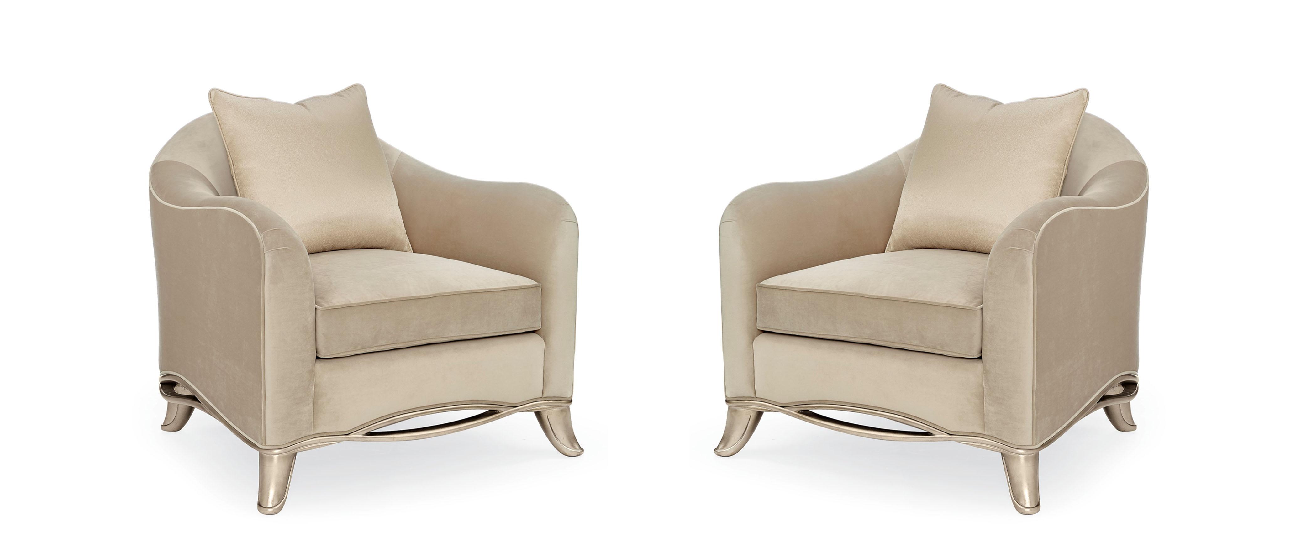 

    
Classically French Soft Camel-Curved Back Beige Fabric THE RIBBON CHAIR Set 2Pcs by Caracole
