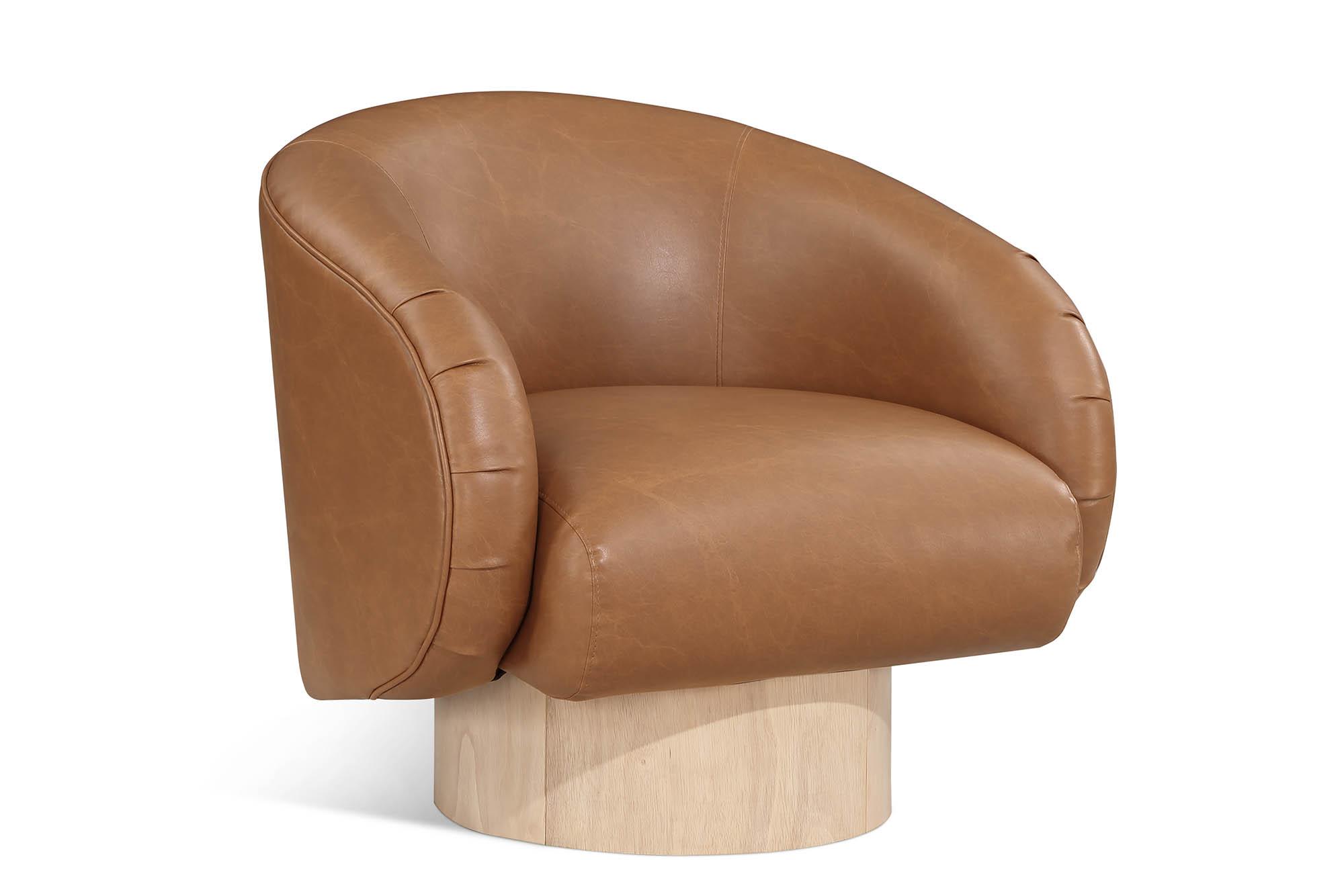 Contemporary, Modern Swivel Chair GIBSON 484Cognac 484Cognac in Cognac Faux Leather