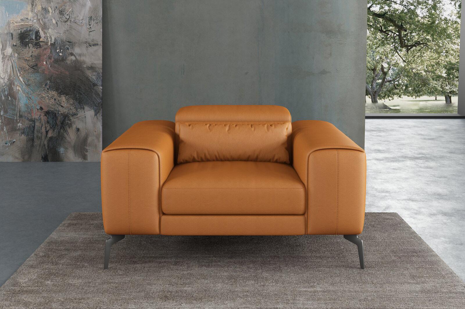 Contemporary, Modern Arm Chair CAVOUR EF-12551-C in Cognac Leather