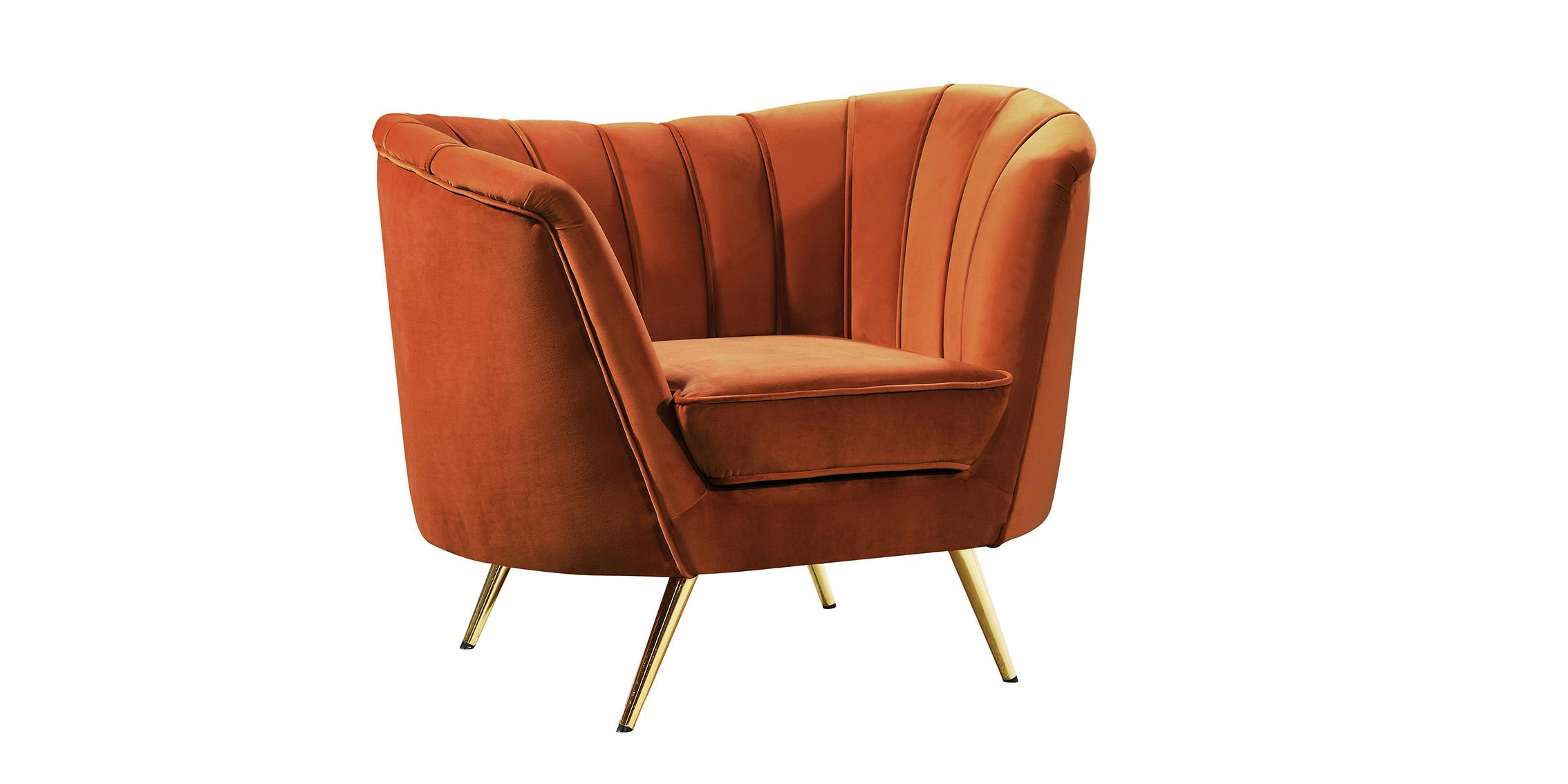 Contemporary, Modern Arm Chair Margo 622Cognac-C 622Cognac-C in Orange Velvet