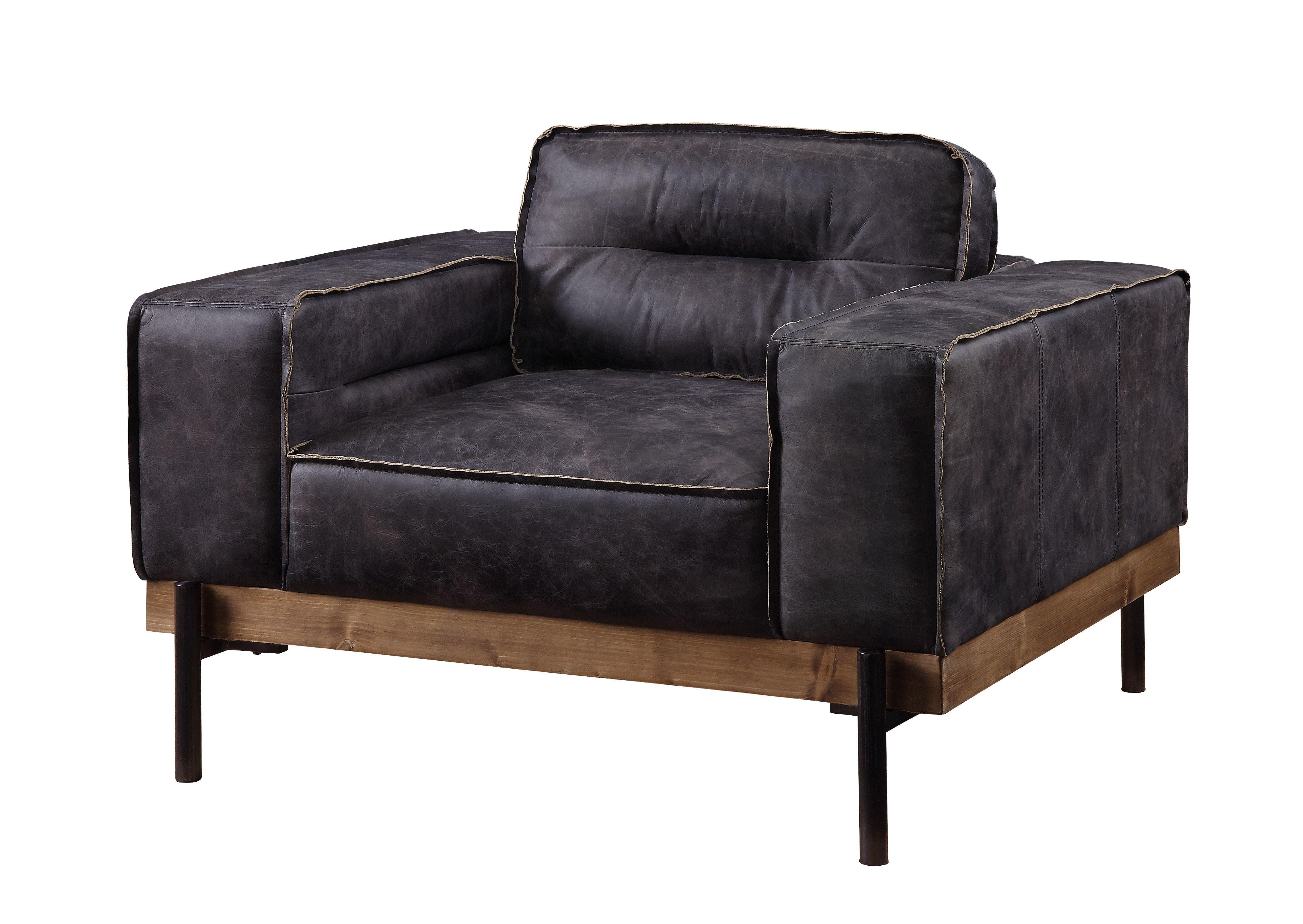 Contemporary Chair Silchester 56507 in Ebony Top grain leather