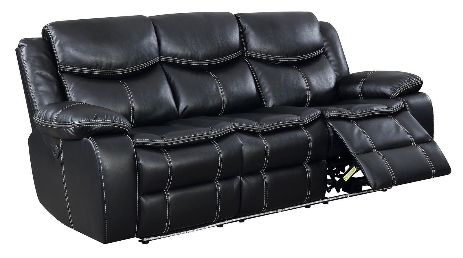 

    
Black Breathable Leatherette Power Sofa SIRIUS CM6567-SF FOA Transitional
