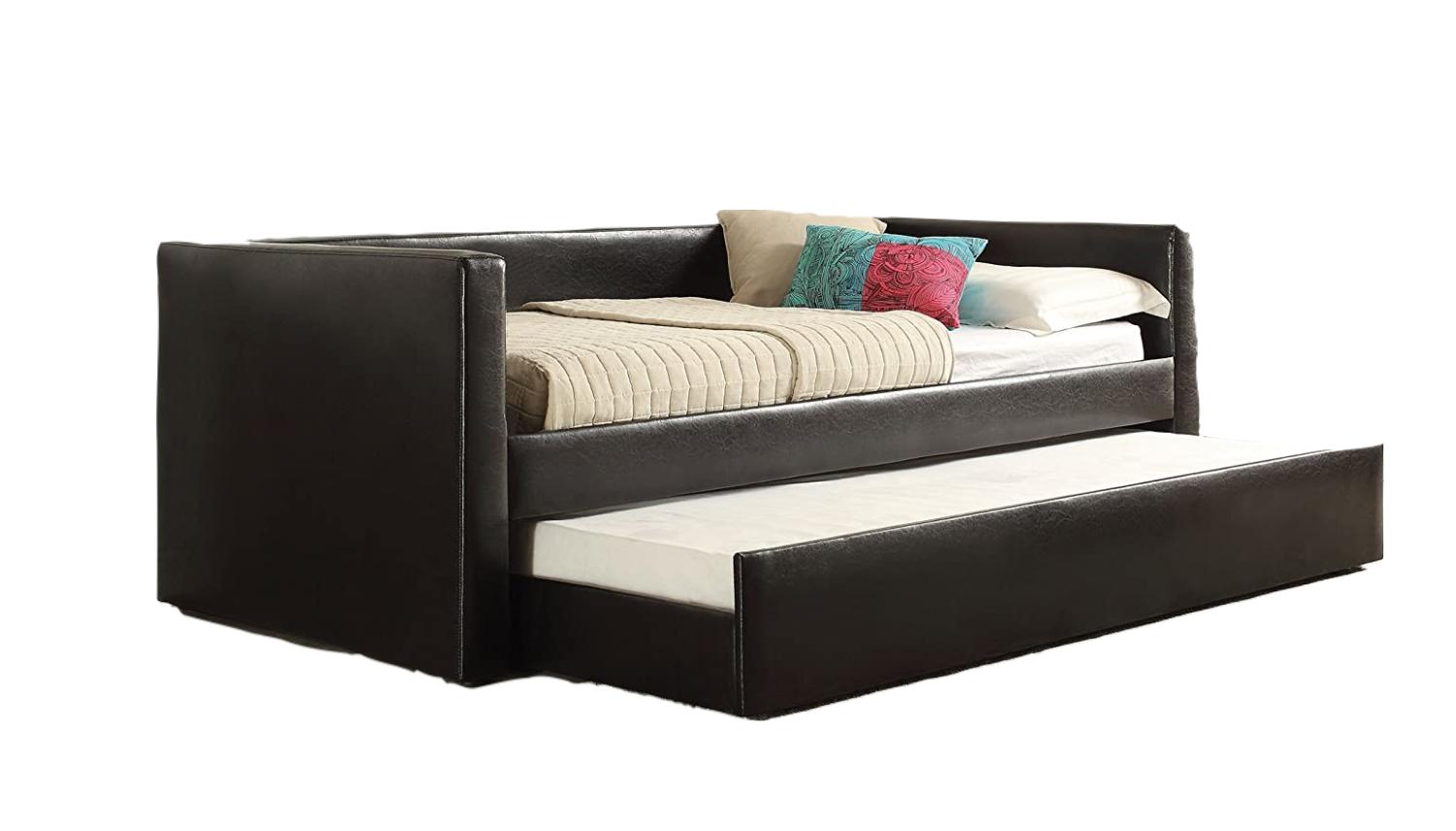 Contemporary Daybed Sadie 5320SET in Black Leather