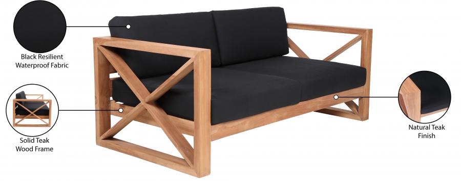 

    
352Black-S Meridian Furniture Patio Sofa
