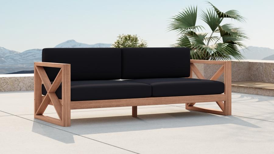 

    
Contemporary Black Wood Fabric Patio Sofa Set-2PCS Meridian Furniture Anguilla 352Black-S-2PCS
