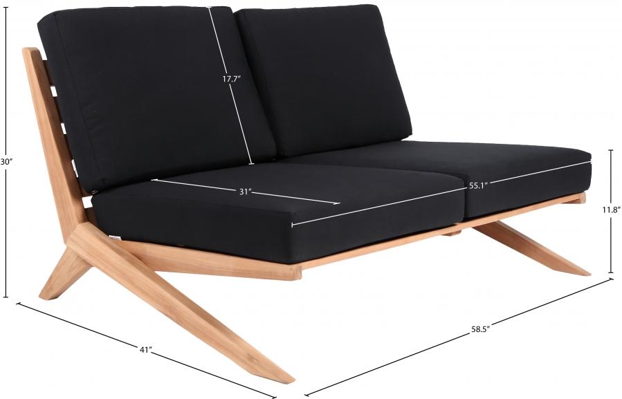 

    
 Order  Contemporary Black Wood Fabric Patio Sofa Set 2PCS Meridian Furniture Tahiti 351Black-S-2PCS
