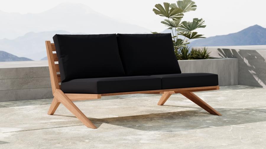 

    
Contemporary Black Wood Fabric Patio Sofa Set 2PCS Meridian Furniture Tahiti 351Black-S-2PCS

