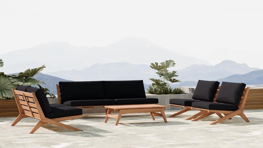 

    
Contemporary Black Wood Fabric Patio Sofa Set 4PCS Meridian Furniture Tahiti 351Black-S-4PCS
