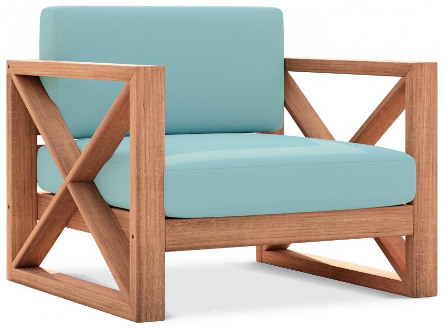 

    
Contemporary Blue Wood Fabric Patio Chair Meridian Furniture Anguilla 352SeaBlue-C
