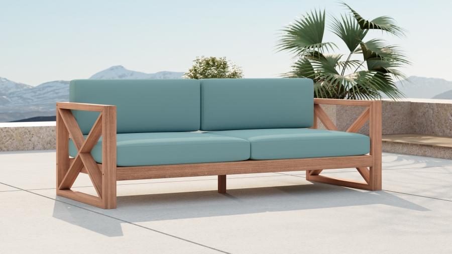 

    
Contemporary Blue Wood Fabric Patio Sofa Meridian Furniture Anguilla 352SeaBlue-S

