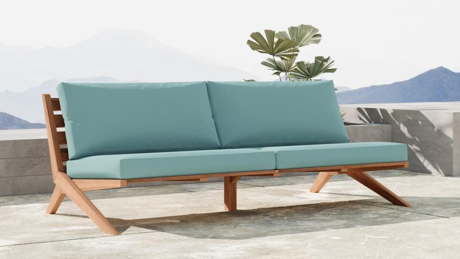 

    
Contemporary Blue Wood Fabric Patio Sofa Meridian Furniture Tahiti 351SeaBlue-S
