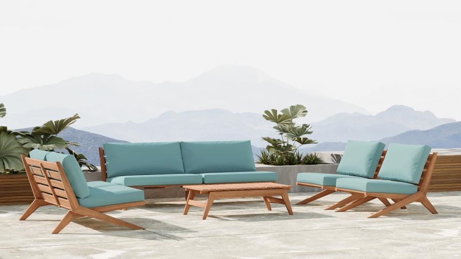 

        
12476233321236Contemporary Blue Wood Fabric Patio Sofa Meridian Furniture Tahiti 351SeaBlue-S
