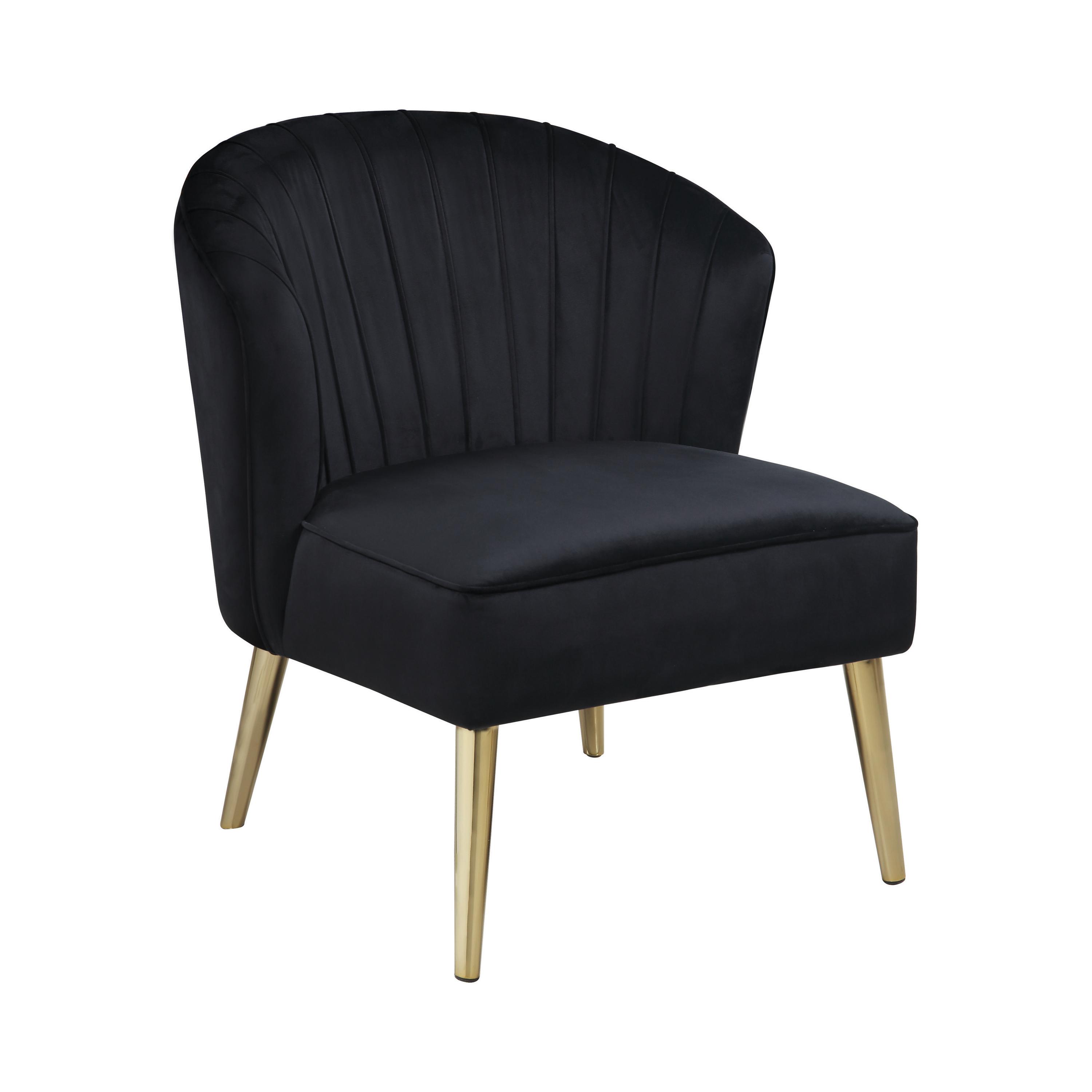 Contemporary Accent Chair 903030 903030 in Black Velvet