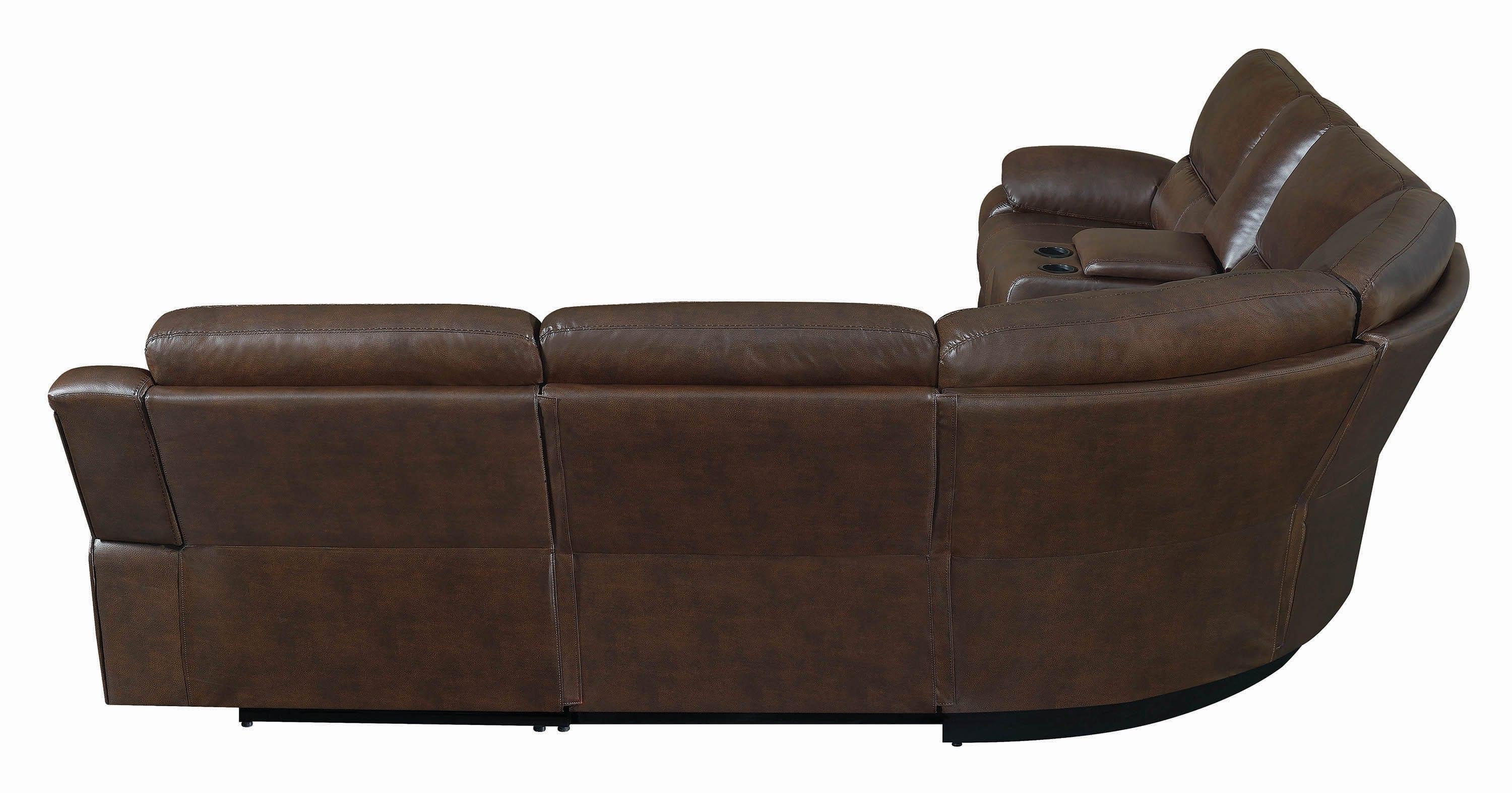 

    
 Order  Contemporary Brown Faux Leather Upholstery power sectional Channing Coaster
