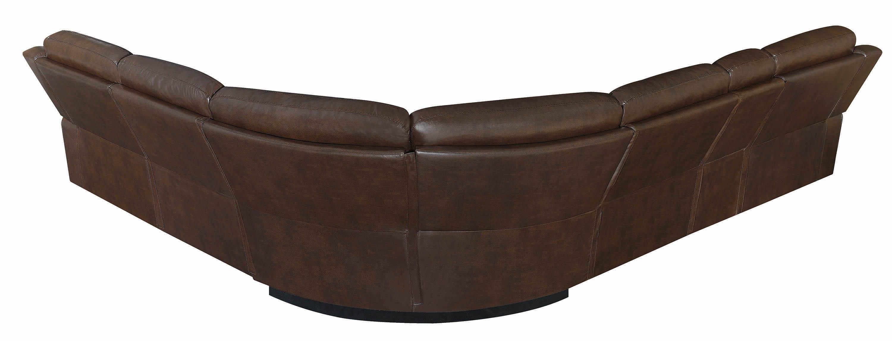 

    
 Shop  Contemporary Brown Faux Leather Upholstery power sectional Channing Coaster
