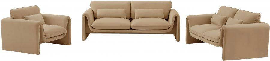 

    
Contemporary Camel Engineered Wood Living Room Set 3PCS Meridian Furniture Sloan 199Camel-S-3PCS
